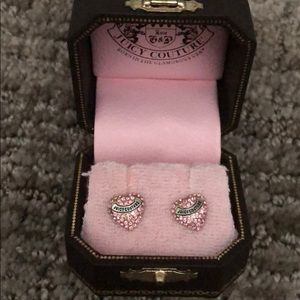 BNWB Juicy Couture Pink Pave Heart Earrings